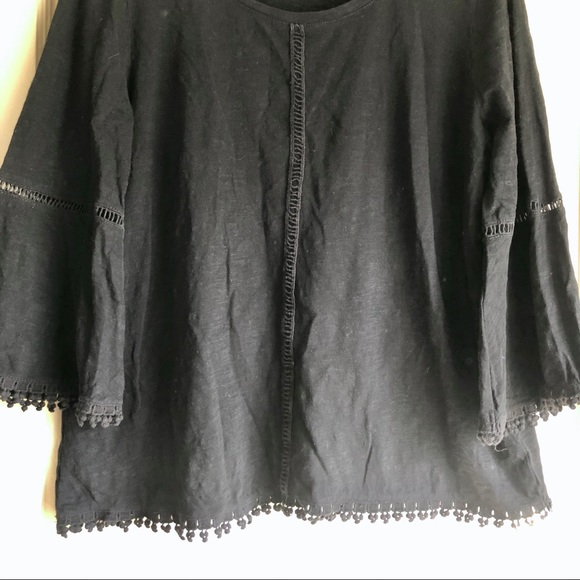 Style & Co. Black Bell Sleeve Crew Neck Top - Picture 3 of 5